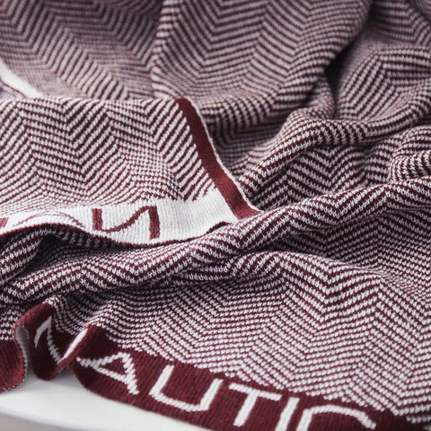 Nautica Zickzack Trikot Überwurf, Burgunderrot, 130x170 cm