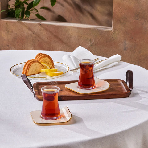 Karaca Retro Creme 6 Personen Platz Teetasse Set, 12 Teilig