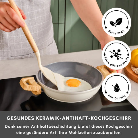 Karaca Swiss Crystal 20 cm Induktions Tiefe Bratpfanne, Creamy