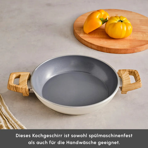 Karaca Swiss Crystal 20 cm Induktions Tiefe Bratpfanne, Creamy