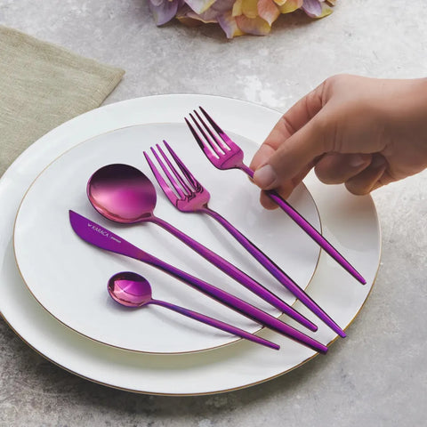 Karaca Orion Purple 6 Personen Besteck Set mit Box, 30 Teilig