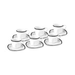 Karaca Black Line Teetassen-Set für 6 Personen, 12 Teilig, 220 ml