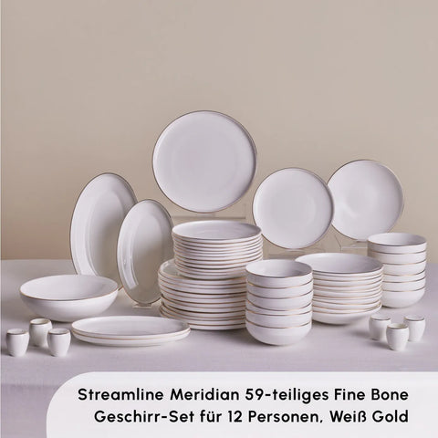 Karaca Streamline Meridian Gold Geschirrset 59 Teile für 12 Personen