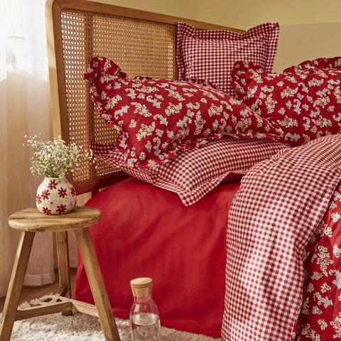 Karaca Home Carlo Doppel Bettbezug Set, 100% Baumwolle, Rot
