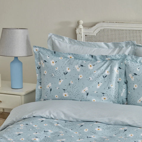 Karaca Home Daisy 100% Baumwolle Doppel Bettbezug Set, Mint