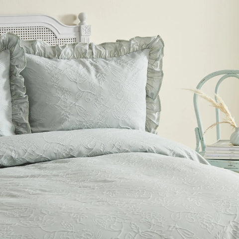 Karaca Home White Collection Tyra 100% Baumwolle Doppelbettdecke, Salbei