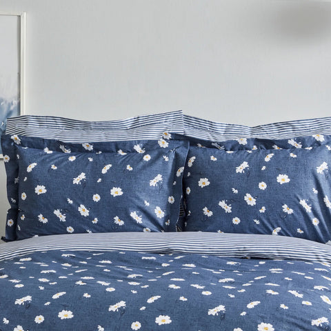 Karaca Home Daisy 100% Baumwolle Einzel Bettbezug Set Indigo