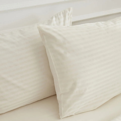 Karaca Home Josef Ecru Gestreiftes Satin Einzelbettbezugs-Set