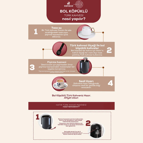Karaca Hatır Plus 5 in 1 Essential Roasted Turkish Coffee, Türkischer Kaffee mit Milch, Milchgetränkezubereitung, Filterkaffee und Tee Brühmaschine Rosie Brown 10 Tasse Getränkezubereitung Kapazität