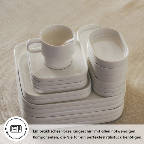 Karaca Stream Pure Cubique 35-Teiliges 6-Personen Frühstücksset Quadrat