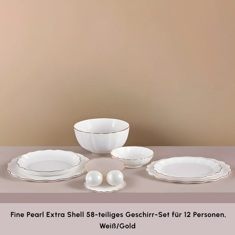 Karaca Fine Pearl Extra Shell 58 Stück 12 Sitzer Dinner Set Gold
