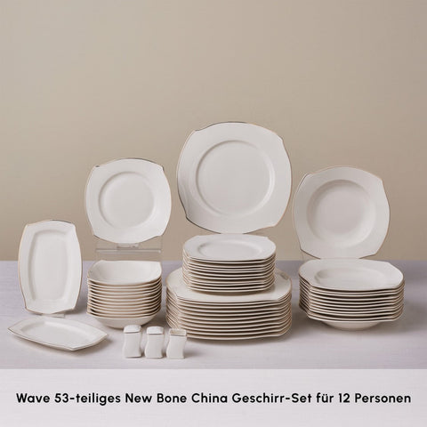 Karaca Square Bone Wave 53-Teiliges 12-Personen Geschirrset Gold