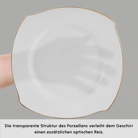 Karaca Square Bone Wave 53-Teiliges 12-Personen Geschirrset Gold