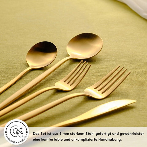 Karaca Orion Matte Gold 12-Personen 60-Teiliges Besteckset