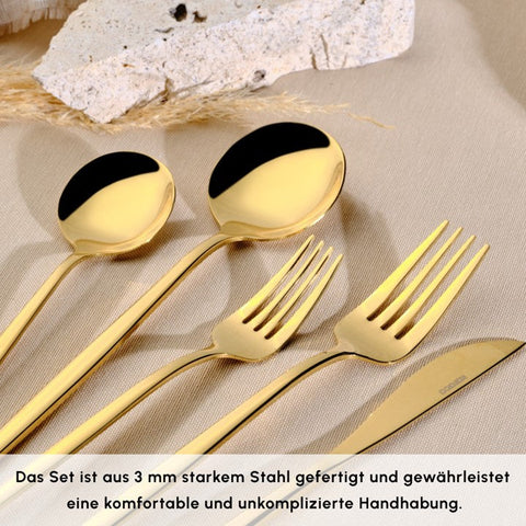 Karaca Orion Shiny Gold 12-Personen 60-Teiliges Besteckset