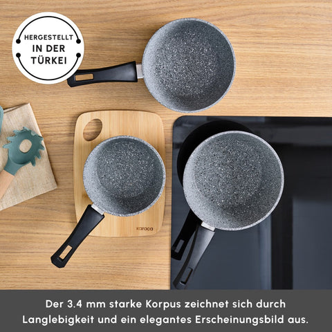 Karaca Gris Biogranit Induktions Milchtopf-Set, 3 Teilig