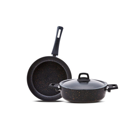 Karaca Biogranit Blackgold Induktion-Basis Kochgeschirr-Set, 3 Teilig