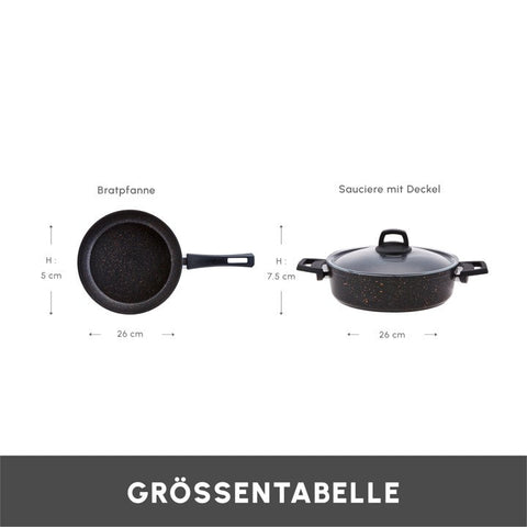 Karaca Biogranit Blackgold Induktion-Basis Kochgeschirr-Set, 3 Teilig