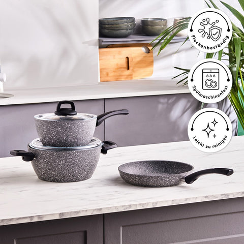 Karaca Gris Biogranite Induktion-Basis Kochgeschirr-Set, 5 Teilig