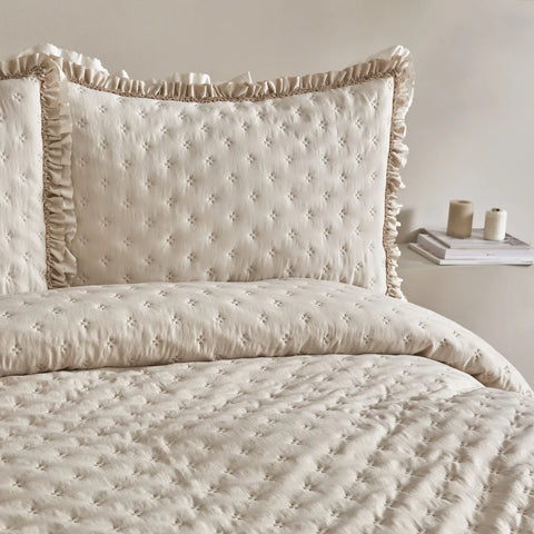 Karaca Home Viona Doppelbett-Bettüberwurf-Set Beige