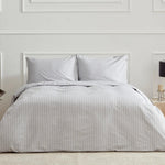 Karaca Home Josef Satin Doppel-Bettbezug Set Gestreift Grau