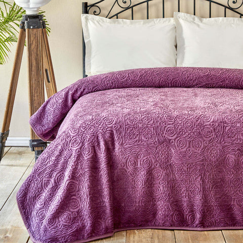 Karaca Home Scala Pflaumenfarbe Embossy Decke Doppel